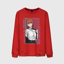 Свитшот хлопковый мужской Человек-бензопила Макима в костюме, цвет: красный