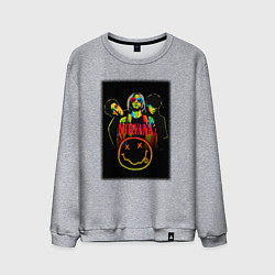 Свитшот хлопковый мужской Нирвана рок группа, цвет: меланж