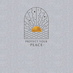 Свитшот хлопковый мужской Эмблема с солнцем в стиле бохо с надписью, цвет: меланж — фото 2