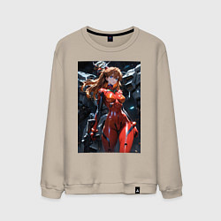 Свитшот хлопковый мужской Аска Лэнгли Евангелион, цвет: миндальный