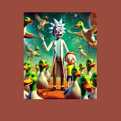 Свитшот хлопковый мужской Рик и Морти среди уток - нейроарт, цвет: кирпичный — фото 2