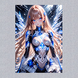 Свитшот хлопковый мужской Девушка с кибернетическими крыльями, цвет: меланж — фото 2