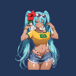 Свитшот хлопковый мужской Miku Hatsune с цветком, цвет: тёмно-синий — фото 2