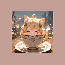 Свитшот хлопковый мужской Кошечка с короной в чашке, цвет: пыльно-розовый — фото 2