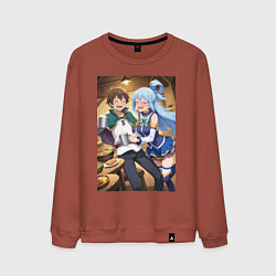 Свитшот хлопковый мужской Кадзума и Аква веселые будни, цвет: кирпичный