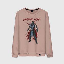 Свитшот хлопковый мужской Finish him Sub-Zero Mortal Kombat, цвет: пыльно-розовый