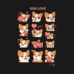 Свитшот хлопковый мужской Милая собачка с сердечками, цвет: черный — фото 2