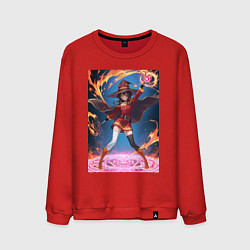 Свитшот хлопковый мужской Мегумин колдует взрывную магию, цвет: красный