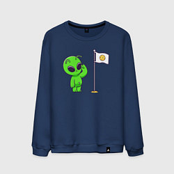 Свитшот хлопковый мужской Пришелец на луне, цвет: тёмно-синий