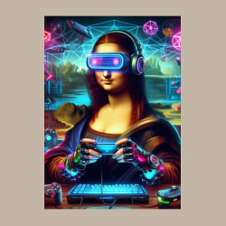 Свитшот хлопковый мужской Mona Lisa is an avid gamer - cyberpunk, цвет: миндальный — фото 2