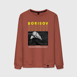 Свитшот хлопковый мужской Юра Борисов, цвет: кирпичный
