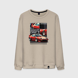 Свитшот хлопковый мужской Спортивная машина по кусочкам и целиком, цвет: миндальный