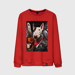 Мужской свитшот Бультерьер с бензопилой - нейроарт