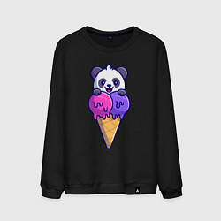 Свитшот хлопковый мужской Panda ice cream, цвет: черный