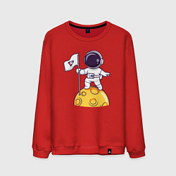 Свитшот хлопковый мужской Астронавт прибыл на луну, цвет: красный