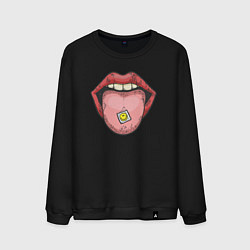 Свитшот хлопковый мужской Smiling lips, цвет: черный