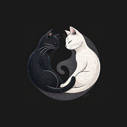 Свитшот хлопковый мужской Инь-ян кошки, цвет: черный — фото 2