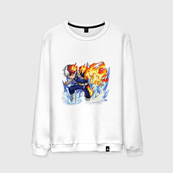 Свитшот хлопковый мужской Моя геройская академия Шото студент, цвет: белый