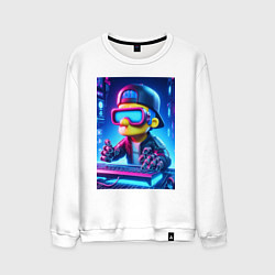 Свитшот хлопковый мужской Барт Симпсон - киберпанк, цвет: белый
