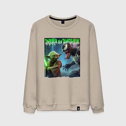 Свитшот хлопковый мужской Yoda vs Venom - neon glow, цвет: миндальный