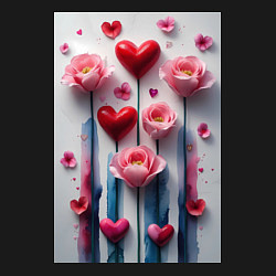 Свитшот хлопковый мужской Композиция цветов и сердечек, цвет: черный — фото 2