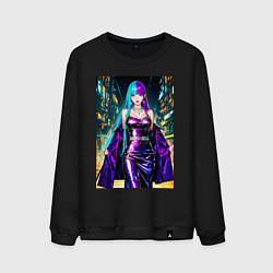 Свитшот хлопковый мужской Девушка поп идол, цвет: черный