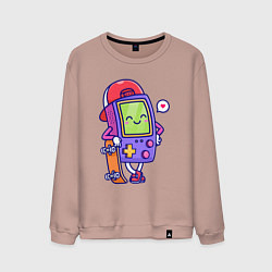 Свитшот хлопковый мужской Тетрис скейтер, цвет: пыльно-розовый