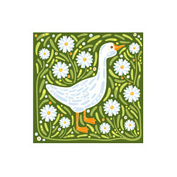 Свитшот хлопковый мужской Гусь в ромашках, цвет: белый — фото 2