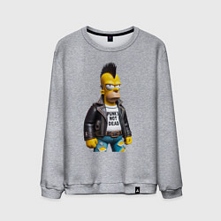 Свитшот хлопковый мужской The harsh Homer Simpson - punks not dead, цвет: меланж