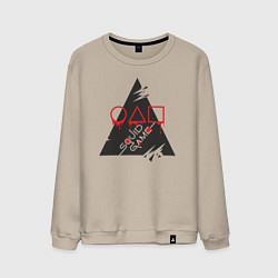 Свитшот хлопковый мужской Поиграем в кальмара, цвет: миндальный