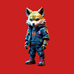 Свитшот хлопковый мужской Уличный лисёнок - нейроарт, цвет: красный — фото 2