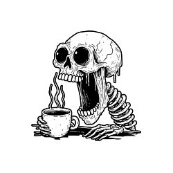 Свитшот хлопковый мужской Skeleton with coffee, цвет: белый — фото 2