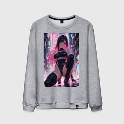 Свитшот хлопковый мужской Тифа Локхарт из Final Fantasy VII в стиле киберпан, цвет: меланж