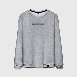 Свитшот хлопковый мужской Все в рабочем порядке с надписью, цвет: меланж