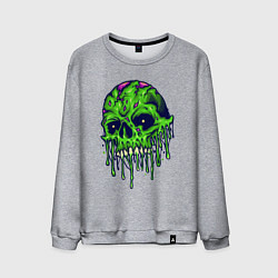 Свитшот хлопковый мужской Green skull, цвет: меланж