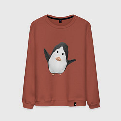 Свитшот хлопковый мужской Cartoon penguin, цвет: кирпичный