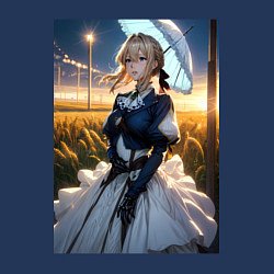 Свитшот хлопковый мужской Вайолет Эвергарден на поле, цвет: тёмно-синий — фото 2