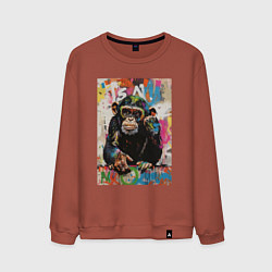 Свитшот хлопковый мужской Monkey color, цвет: кирпичный