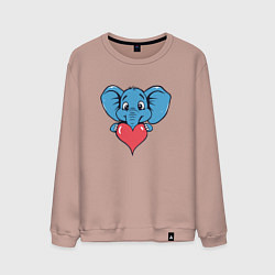 Свитшот хлопковый мужской Слон и сердце, цвет: пыльно-розовый