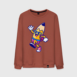 Свитшот хлопковый мужской Карандаш ученик, цвет: кирпичный