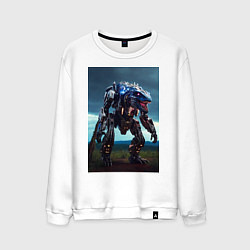 Свитшот хлопковый мужской Робот в стиле Horizon, цвет: белый