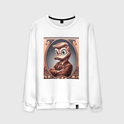 Свитшот хлопковый мужской Дональд Дак-Трамп на денежной купюре, цвет: белый