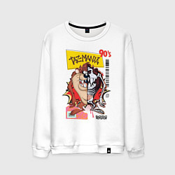 Свитшот хлопковый мужской Taz mania - тасманский дьявол, цвет: белый