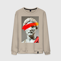 Свитшот хлопковый мужской Античная статуя с красным штрихом, цвет: миндальный