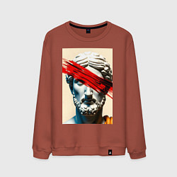 Свитшот хлопковый мужской Штрих на античной статуе, цвет: кирпичный