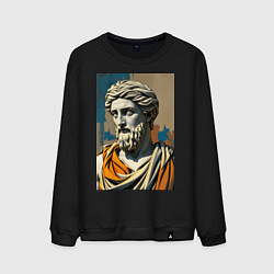 Свитшот хлопковый мужской Античная статуя в теплых тонах, цвет: черный