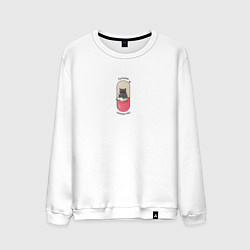 Свитшот хлопковый мужской Лучшее лекарство - кот психолог, цвет: белый