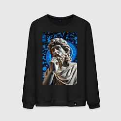 Свитшот хлопковый мужской Античность и математика, цвет: черный