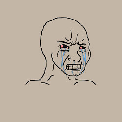 Свитшот хлопковый мужской Плачущий мем, цвет: миндальный — фото 2