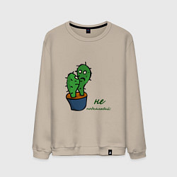 Свитшот хлопковый мужской Говорящие кактусы, цвет: миндальный